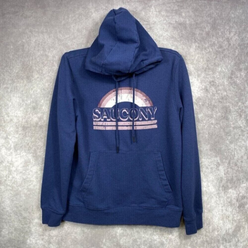 Saucony Hoodie Sweatshirt Womens XS Blue Athleisure Running Sports Outdoors